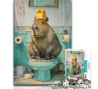 1000 Piece Jigsaw Capybara And Toilet Paper Jigsaw Puzzles for Teenagers 1000 Pieces,Toys Educational Games Stress Relieving Parent-child Interaction (26x38cm)