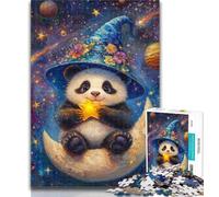 1000 Piece Jigsaw Cartoon Panda Wizard Adult Puzzles 1000 Pieces,Toys Educational Games Stress Relieving Enhance Love between Couples 50x75cm