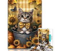 1000 Piece Jigsaw Cat Among Sunflowers Jigsaw Puzzles for Teenagers 1000 Pieces,Educational Stress Relief Toy Great Gifts And Toys 26x38cm