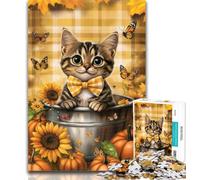 1000 Piece Jigsaw Cat Among Sunflowers Puzzles for Adults Teens 1000 Pieces,Family Game Birthday Gifts.Challenge High Difficulty 26x38cm