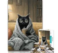 1000 Piece Jigsaw Cat Drinking Coffee Adult Jigsaw Puzzles 1000 Pieces,Family Game Stress Reliever Difficult Challenge Great Gifts And Toys 26x38cm