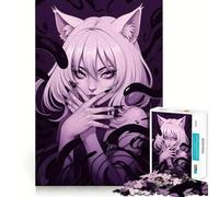 1000 Piece Jigsaw Cat-Eared Girl with Dark Tendrils Premium Cut Play Creative Brain Game Peace Fun Time Christmas Wall Art (50x75cm)