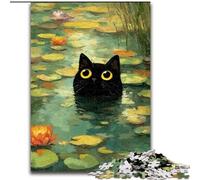 1000 Piece Jigsaw Cat in The Lotus Leaf Jigsaw Puzzles for Adults 50X75CM for Teenagers, Couples, And Friends for Birthdays, Christmas