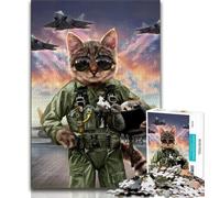 1000 Piece Jigsaw Cat Pilot in The Air Force Jigsaw Puzzles for Adults 1000 Piece,Perfect for Game Nights, Colorful Toy for Home Gift (38x26cm)