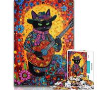 1000 Piece Jigsaw Cat Playing Guitar Among Flowers Jigsaw Puzzle 1000 Pieces for Adults,Educational Toys & Games for Adults And Teenagers 26x38cm