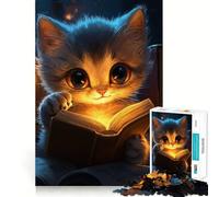 1000 Piece Jigsaw Cat Reading by Candlelight Smooth Edge Play Creative Game Toy Cozy Time Play Birthday Fun Gift (38x26cm)