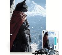 1000 Piece Jigsaw Cat Samurai with Mountain View Smooth Edge Play Creative Game Toy Cozy Time Play Birthday Fun Gift (38x52cm)