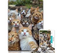 1000 Piece Jigsaw Cat Selfie Jigsaw Puzzles for Teenagers,Educational Games Home Decoration Deal As Gifts for The Whole Family 75x50cm