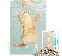 1000 Piece Jigsaw Cat Swimming Underwater Illustration Smooth Edge Play Creative Game Toy Cozy Time Play Birthday Fun Gift (50x75cm)