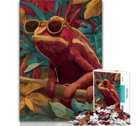 1000 Piece Jigsaw Chameleon Wearing Glasses Jigsaw Puzzles 1000 Pieces for Adults Teens,Decompressing Intellectual Educational Toy Secret Santa Gifts (26x38cm)