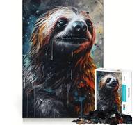 1000 Piece Jigsaw Charcoal Sloth Portrait Premium Cut Play Creative Brain Game Peace Fun Time Christmas Wall Art (50x75cm)