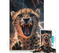 1000 Piece Jigsaw Cheetah Lightning Smooth Edge Play Creative Game Toy Cozy Time Play Birthday Fun Gift (38x52cm)