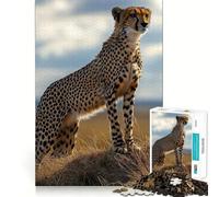 1000 Piece Jigsaw Cheetah on A Hill Premium Cut Play Creative Brain Game Peace Fun Time Christmas Wall Art (38x52cm)