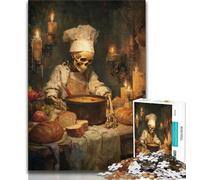 1000 Piece Jigsaw Chef Skeleton Puzzles 1000 Pieces for Teenagers,Stress Reliever Difficult Challenge Enhance Love between Couples (26x38cm)