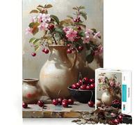 1000 Piece Jigsaw Cherry Blossom Still Life Smooth Edge Play Creative Game Toy Cozy Time Play Birthday Fun Gift (50x75cm)