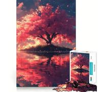 1000 Piece Jigsaw Cherry Blossom Tree Reflection Smooth Edge Play Creative Game Toy Cozy Time Play Birthday Fun Gift (38x26cm)