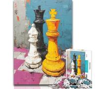 1000 Piece Jigsaw Chess Oil Painting Jigsaw Puzzle 1000 Pieces for Teenagers,Educational Toys Is Ideal As A Gift for The Whole Family 26x38cm