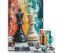 1000 Piece Jigsaw Chess Oil Painting Jigsaw Puzzles for Teenagers,Stress Reliever Difficult Challenge Enhance Love between Couples 50x75cm