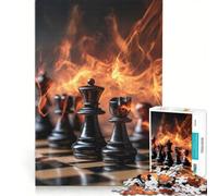 1000 Piece Jigsaw Chess Pieces in Flames, Educational Toy, Interesting Stress Reduction, Improving Love between Couples 50x75cm