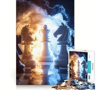 1000 Piece Jigsaw Chess Pieces in Smoke Smooth Edge Play Creative Game Toy Cozy Time Play Birthday Fun Gift (50x75cm)
