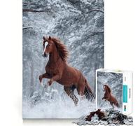 1000 Piece Jigsaw Chestnut Horse in Winter Forest Smooth Edge Play Creative Game Toy Cozy Time Play Birthday Fun Gift (38x26cm)