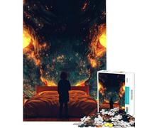 1000 Piece Jigsaw Child Confronting Monster in Bedroom Fun at Home Activities, Precision Cutting Anti-Stress Toys Suitable for People Aged 14 And Above (38x52cm)