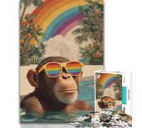 1000 Piece Jigsaw Chimpanzees at The Beach 1000 Pieces Jigsaw Puzzle for Adults& Teens,Train Your Brain And Hands Gifts for Friends And Family 50x75cm