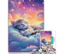 1000 Piece Jigsaw Cloud Cat Baby Jigsaw Puzzles for Adults,Artistic Wall Decor & Birthday Gift Idea for Friends, Home Office 50x75cm