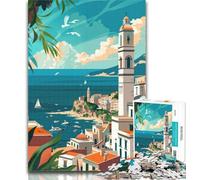 1000 Piece Jigsaw Coastal Mediterranean Jigsaw Puzzles for Adults,is Ideal As A Gift for The Whole Family Suitable for And 14 26x38cm
