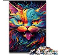 1000 Piece Jigsaw Colorful Art Cat Impossible Jigsaw Puzzles for Adults Family Game Night Fun, DIY Decorative Artwork size : 38x26cm