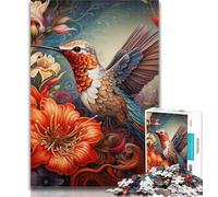 1000 Piece Jigsaw Colorful Art Hummingbird Jigsaw Puzzles for Teenagers 1000,Challenging Difficult with Fully Interlocking Randomly Shaped Pieces 75x50cm