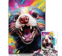 1000 Piece Jigsaw Colorful Art Otter Adult Puzzles 1000 Pieces,Learning Educational Toys Family Games Enhance Love between Couples 26x38cm