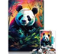 1000 Piece Jigsaw Colorful Art Panda Jigsaw Puzzles for Teenagers 1000,Challenging Difficult with Fully Interlocking Randomly Shaped Pieces 75x50cm