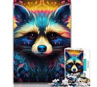 1000 Piece Jigsaw Colorful Art Raccoon Adult Puzzles 1000 Pieces,Learning Educational Toys Family Games Enhance Love between Couples 75x50cm