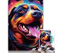 1000 Piece Jigsaw Colorful Art Rottweiler 1000 Piece Jigsaw Puzzles for Adults & Teens,Toys Educational Games Stress Relieving Wall Decoration 75x50cm