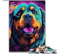 1000 Piece Jigsaw Colorful Art Rottweiler Difficult Puzzles for Adults Family Interaction & Fun Gift, Vibrant Abstract Design (Size 26x38 cm)