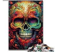 1000 Piece Jigsaw Colorful Art Skull Wooden Jigsaw Puzzles 50x75cm Interactive Family Game, DIY Home Decor, Brain Teaser Gift
