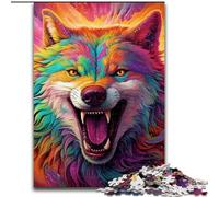 1000 Piece Jigsaw Colorful Art Wolf Wooden Jigsaw Puzzles 50x75cm Interactive Family Game, DIY Home Decor, Brain Teaser Gift