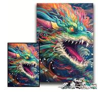 1000 Piece Jigsaw Colorful Chinese Dragon 1000-Piece Jigsaw Puzzle for Birthdays, Christmas, Halloween, Thanksgiving, Easter Size 50x75cm