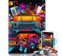 1000 Piece Jigsaw Colorful Gamepad Jigsaws Puzzles 1000 Pieces for Adults Gifts,with Matching Poster And Trivia Sheet for Age 14 26x38cm