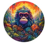 1000 Piece Jigsaw Colorful Gorillas Round Jigsaw Puzzles 1000 Pieces for Adults Perfect for Home & Office Decor, Parties, Birthdays (67.5x67.5cm)