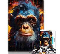 1000 Piece Jigsaw Colorful Monkey Jigsaw Puzzles 1000 Pieces for Adults Teens,Toys Educational Games Stress Relieving Artists Collection, Fine Art 50x75cm