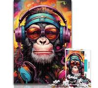 1000 Piece Jigsaw Colorful Monkey Puzzles 1000 Pieces for Teenagers,Stress Reliever Difficult Challenge Enhance Love between Couples 26x38cm