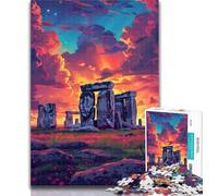 1000 Piece Jigsaw Colorful Stonehenge Jigsaw Puzzle 1000 Pieces for Teenagers,Educational Toys Is Ideal As A Gift for The Whole Family 50x75cm