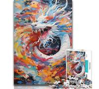 1000 Piece Jigsaw Colourful Dragon Art Adult Jigsaw Puzzles 1000,Toys Educational Games Stress Relieving Wishlist with Santa Claus 50x75cm