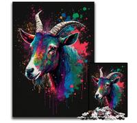 1000 Piece Jigsaw Colourful Goats Jigsaw Puzzles for Adults Challenging Brain Teaser for Teenagers, Family Fun Interactive Game 26X38CM/10.23x14.96inch