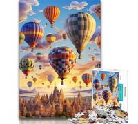 1000 Piece Jigsaw Colourful Hot Air Balloons Jigsaws Puzzles 1000 Pieces for Adults Gifts,with Matching Poster And Trivia Sheet for Age 14 26x38cm