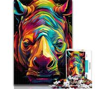 1000 Piece Jigsaw Colourful Rhino Animals 1000 Piece Jigsaw Puzzles for Adults & Teens,Educational Stress Relief Toy Great Gifts And Toys 26x38cm