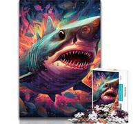 1000 Piece Jigsaw Colourful Shark 1000 Piece Jigsaw Puzzles for Adults & Teens,Educational Stress Relief Toy Great Gifts And Toys 50x75cm