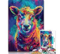 1000 Piece Jigsaw Colourful Sheep Paintings Jigsaw Puzzles 1000 Pieces for Adults Teens,Decompressing Intellectual Educational Toy Secret Santa Gifts (26x38cm)